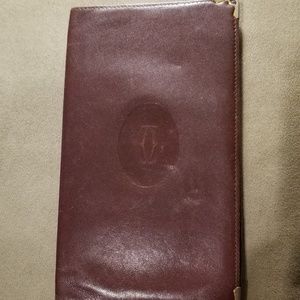 Auth Cartier maroon leather card holder